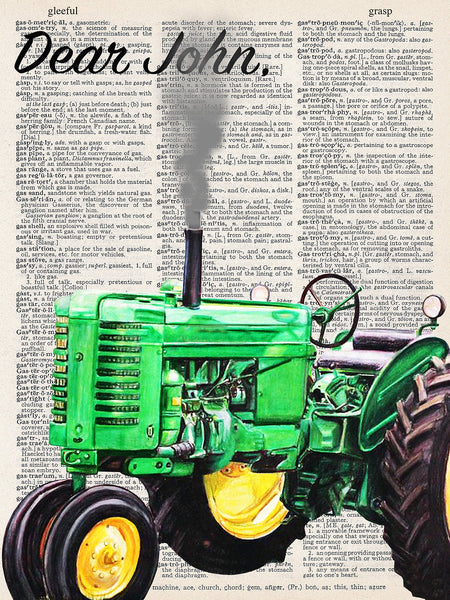 Artnwordz Dear John Tractor Dictionary Page Wall Art Print