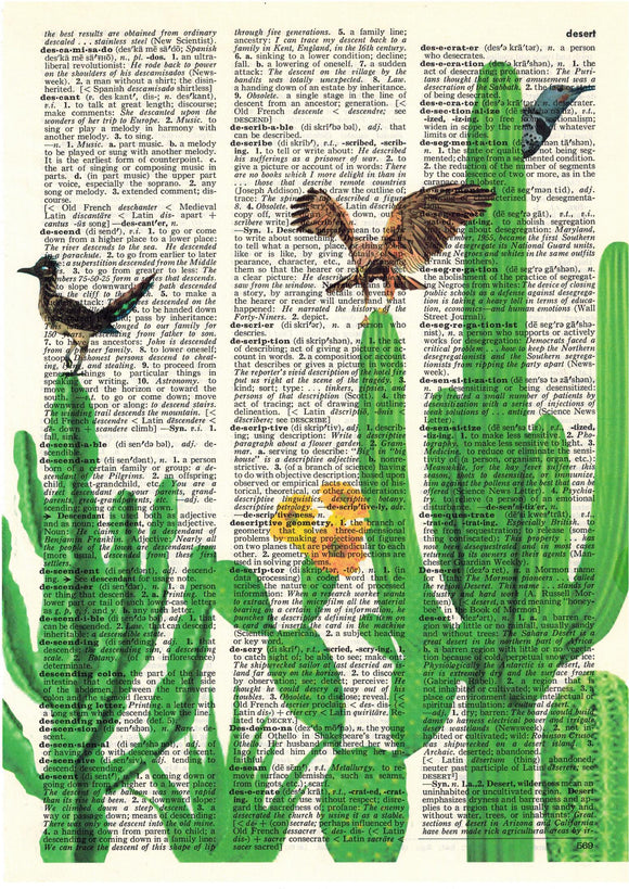 Artnwordz Desert Life Cactus Dictionary Page Wall Art Print