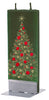 Flatyz Handmade Lithuanian Twin Wick Unscented Thin Flat Candle - Gold Christmas Tree On Green