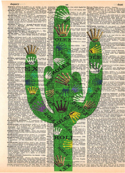 Artnwordz Fancy Cactus Dictionary Page Wall Art Print