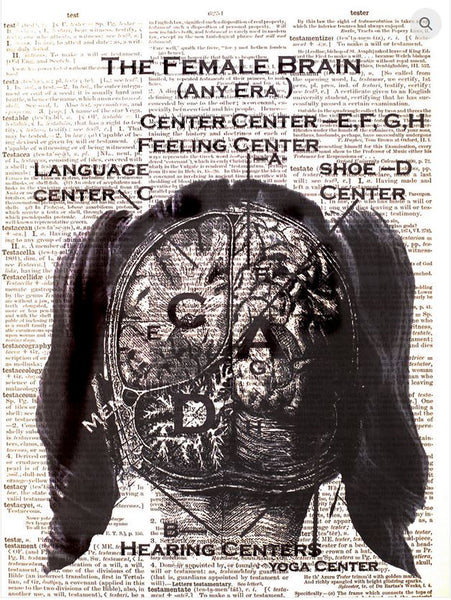 Artnwordz Female Brain Original Dictionary Sheet Pop Art Wall or Desk Art Print Poster