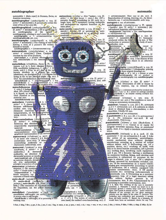 Artnwordz Fembot Original Dictionary Sheet Pop Art Wall or Desk Art Print Poster