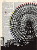 Artnwordz Ferris Wheel Festival Original Dictionary Sheet Pop Art Wall or Desk Art Print Poster