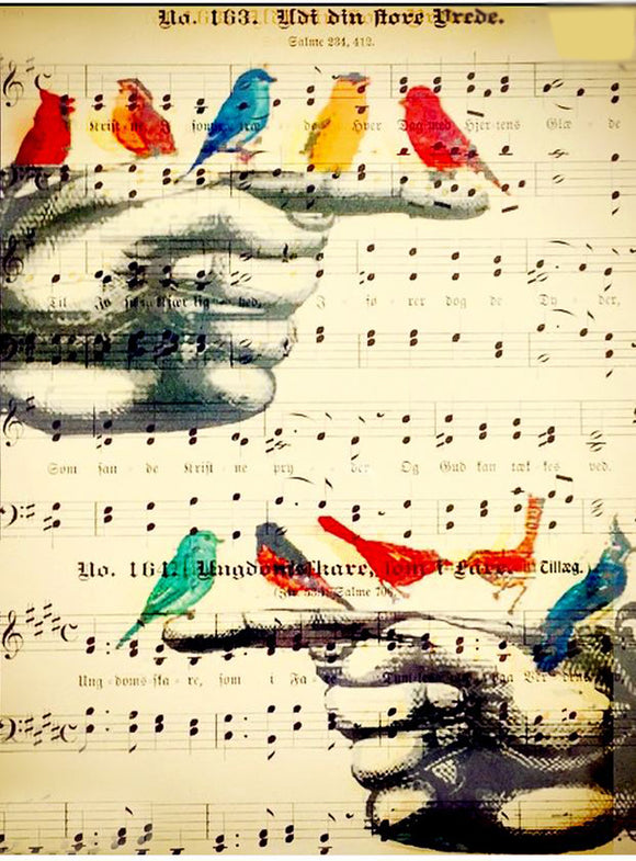 Artnwordz Finger Birds 1899 Original Music Sheet Pop Art Wall or Desk Art Print Poster