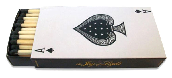 The Joy of Light Designer Matches Ace of Spades Playing Card Embossed Matte 4" Collectible Matchbox