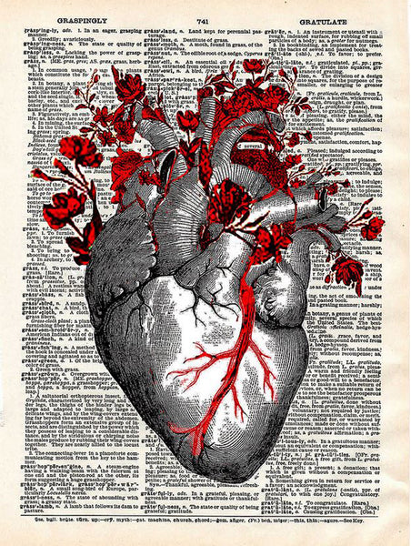 Artnwordz Garden Heart Original Dictionary Sheet Pop Art Wall or Desk Art Print Poster