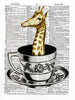 Artnwordz Giraffe Teacup Dictionary Art Print