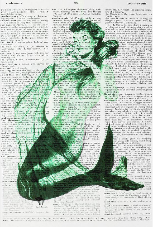 Artnwordz Green Mermaid Original Dictionary Sheet Pop Art Wall or Desk Art Print Poster