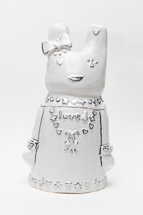 Hazy Mae Coco Bunny Bright White Ceramic Cookie Jar