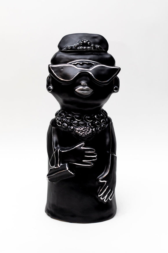 Hazy Mae Audrey Satin Black Ceramic Cookie Jar