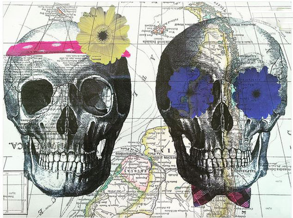 Artnwordz His and Hers Skull Original Atlas Sheet Pop Art Wall or Desk Art Print Poster