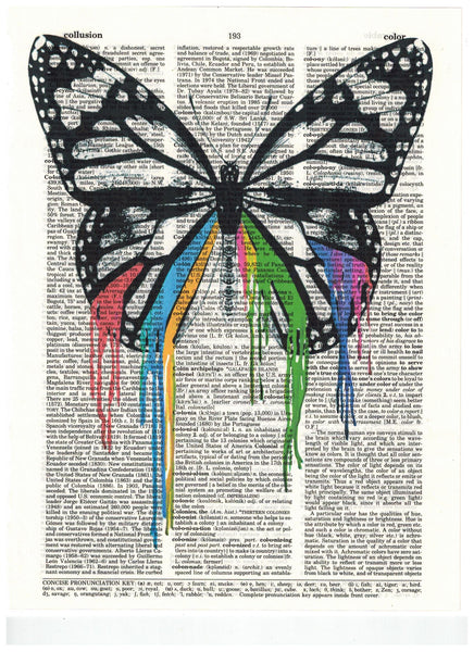 Artnwordz Butterflow Butterfly Dictionary Page Wall Art Print