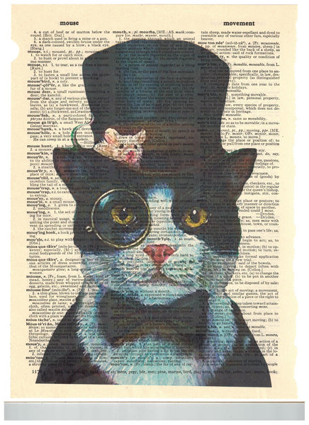 Artnwordz Classy Cat Dictionary Page Wall Art Print
