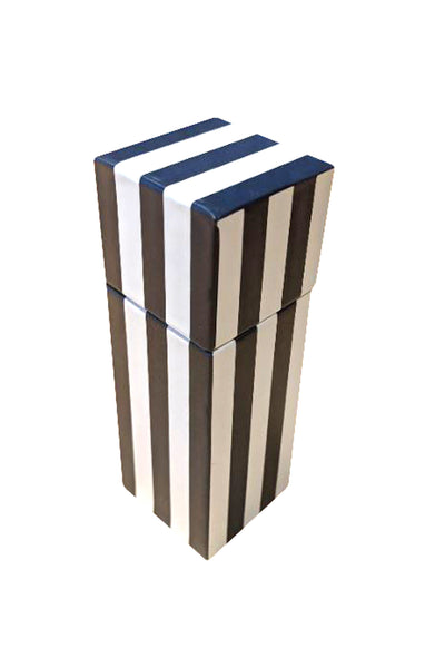 The Joy of Light Designer Matches Square Navy and White Stripes Embossed Matte 4" Collectible Matchbox