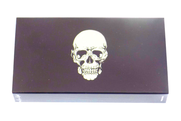 The Joy of Light Designer Matches Silver Foiled and Embossed Skull on Black Embossed Matte 4" Collectible Matchbox