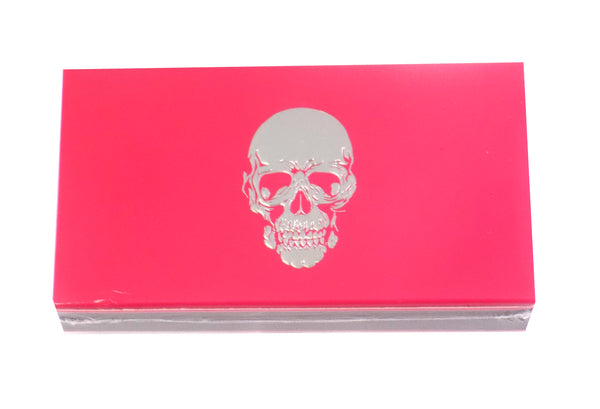 The Joy of Light Designer Matches Silver Foiled and Embossed Skull on Pink Embossed Matte 4" Collectible Matchbox