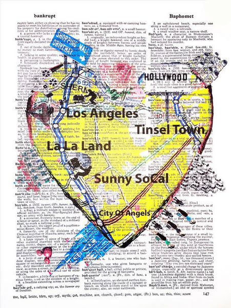 Artnwordz LA Heart Original Dictionary Sheet Pop Art Wall or Desk Art Print Poster