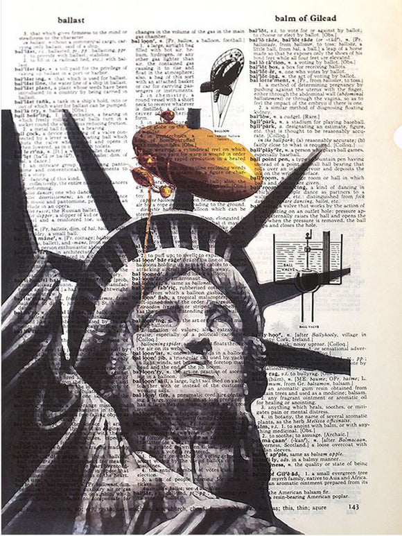 Artnwordz Land Of Opportunity Statue of Liberty Original Dictionary Sheet Pop Art Wall or Desk Art Print Poster