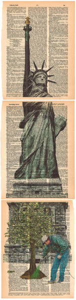 Statue of Liberty Land of Opportunity 3 Piece Linked Dictionary Art
