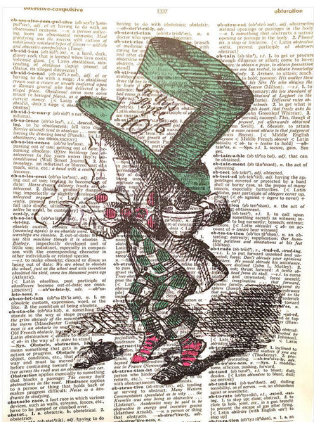 Artnwordz Mad Hatter Original Dictionary Sheet Pop Art Wall or Desk Art Print Poster
