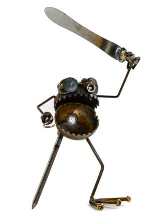 Sugarpost Gnome Be Gone Mini Pirate with Sword Welded Metal Art #1074