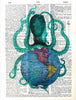 Artnwordz Octoworld Octopus Original Dictionary Page Art Print
