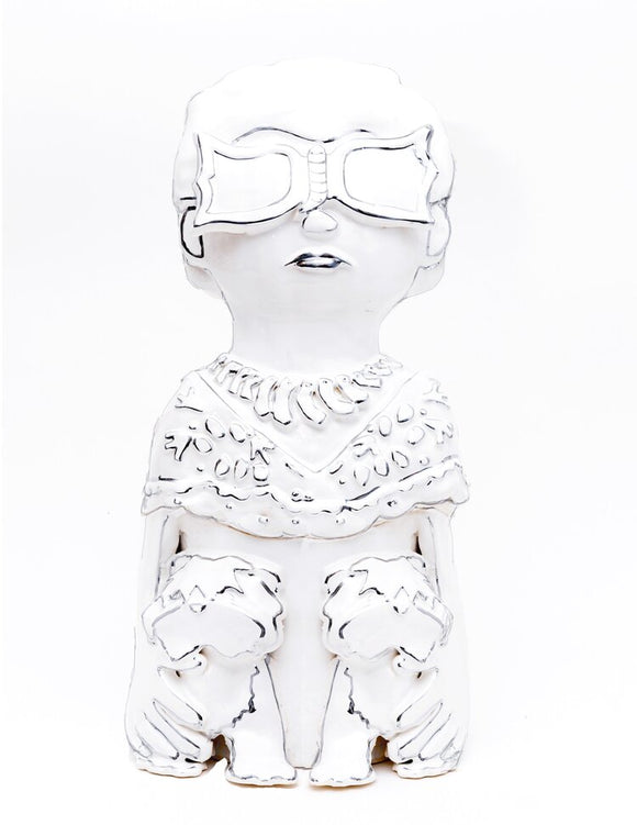 Hazy Mae Peggy Bright White Ceramic Cookie Jar