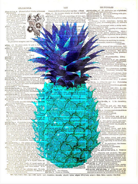 Artnwordz Pineapple Blue Original Dictionary Sheet Pop Art Wall or Desk Art Print Poster