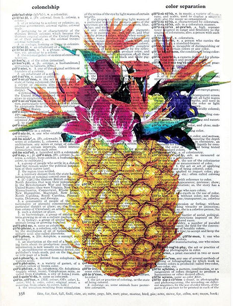 Artnwordz Pineapple Aloha Original Dictionary Sheet Pop Art Wall or Desk Art Print Poster