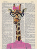 Artnwordz Pinky the Giraffe Girl Original Dictionary Sheet Pop Art Wall or Desk Art Print Poster