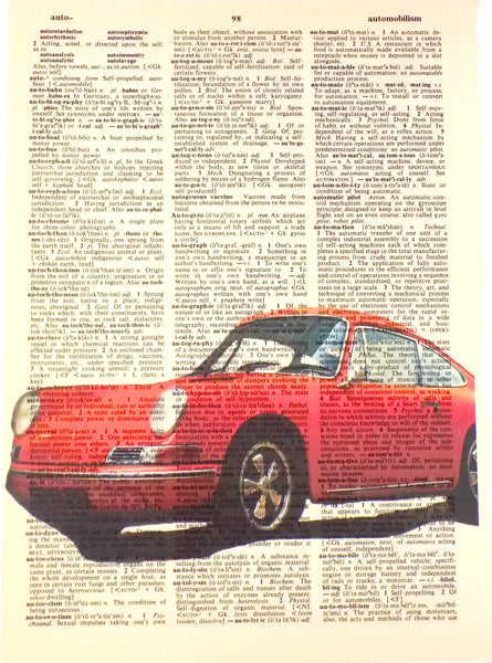 Artnwordz Porsche Original Dictionary Sheet Pop Art Wall or Desk Art Print Poster
