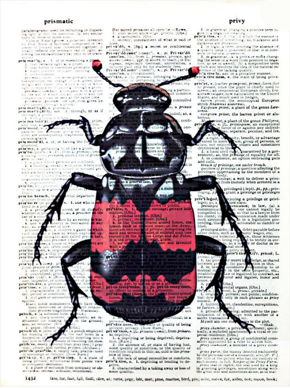 Artnwordz Red Bug Original Dictionary Sheet Pop Art Wall or Desk Art Print Poster
