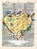 Artnwordz San Francisco Heart Original Dictionary Sheet Pop Art Wall or Desk Art Print Poster