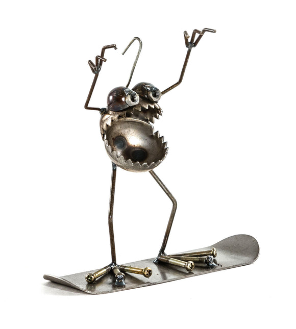 Sugarpost Mini Gnome Be Gone Snowboarder Outdoor Garden Welded Metal Art Sculptures