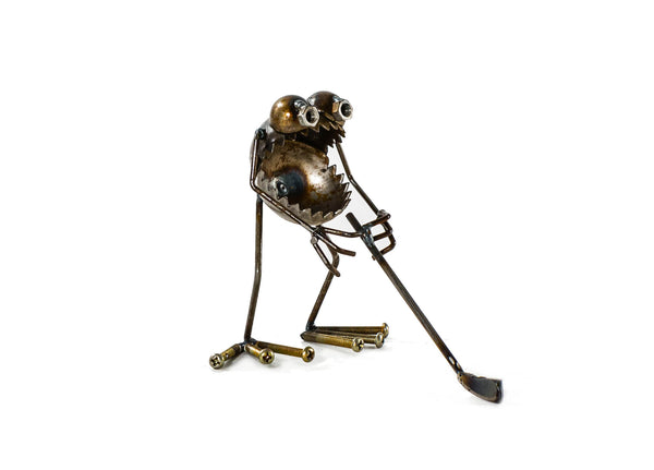 Sugarpost Gnome Be Gone Mini Small Golf Player Welded Scrap Metal Art Sculpture Item #1073