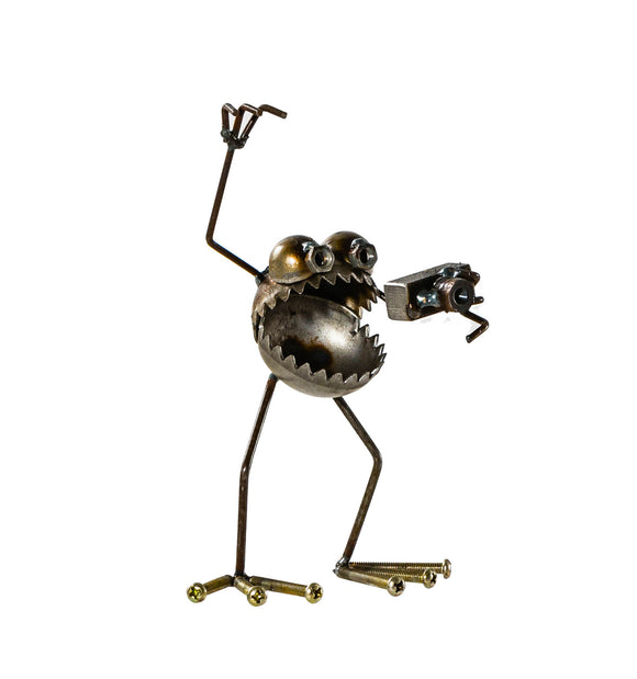 Sugarpost Gnome Be Gone Mini Photographer With Camera Welded Scrap Metal Art Sculpture Item #1078