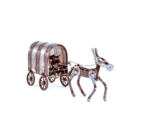 Sugarpost Mini Gnome Be Gone Chuck Wagon Outdoor Garden Welded Metal Art Sculptures Item #1087