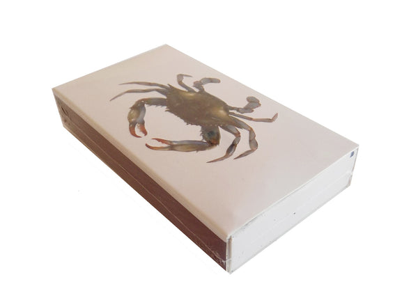 The Joy of Light Designer Matches Blue Crab on Embossed Matte 4" Collectible Matchbox