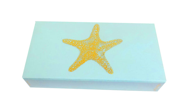 The Joy of Light Designer Matches Gold Foiled Starfish On Light Blue  Embossed Matte 4" Collectible Matchbox