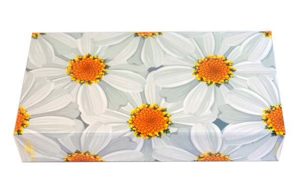 The Joy of Light Designer Matches Daisies on White Embossed 4" Collectible Matchbox