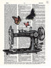 Artnwordz Sewing Machine Butterflies Original Dictionary Sheet Pop Art Wall or Desk Art Print Poster