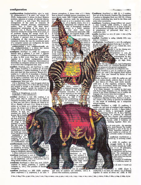 Artnwordz Stacked Circus Animals Original Dictionary Sheet Pop Art Wall or Desk Art Print Poster