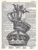 Artnwordz Stacked Crowns Original Dictionary Sheet Pop Art Wall or Desk Art Print Poster