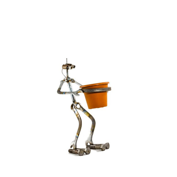 Sugarpost Welded Metal Art Grobot Robot Plant Holder
