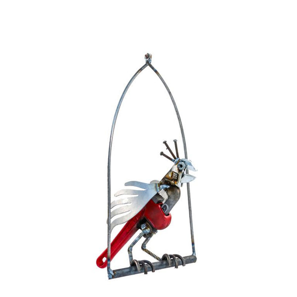 Sugarpost Metal Art Parrot on Hanging Perch