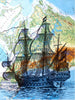 Artnwordz Tall Blue Ship Original Atlas Sheet Pop Art Wall or Desk Art Print Poster