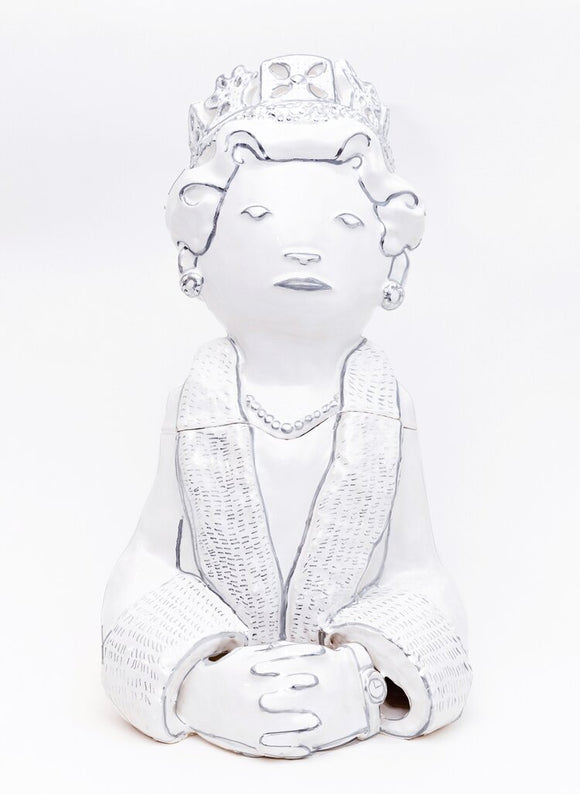 Hazy Mae The Queen Bright White Ceramic Cookie Jar