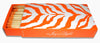 The Joy of Light Designer Matches Orange Zebra Print on Embossed Matte 4" Collectible Matchbox