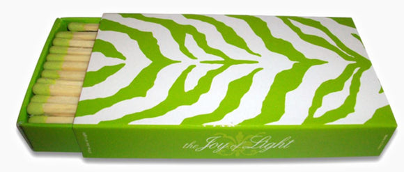 The Joy of Light Designer Matches Lime Green Zebra Print on Embossed Matte 4