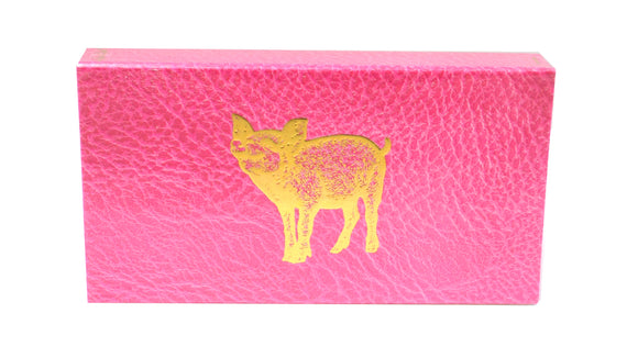The Joy of Light Designer Matches Gold Foiled Pig on Pink Embossed Matte 4